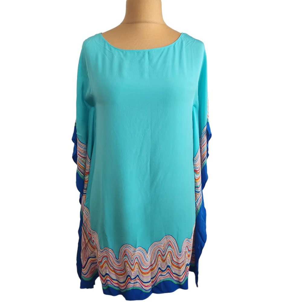 Lilly Pulitzer Womens Lindamarie Caftan 100% Silk Dress Blue Colorful Size XS/S